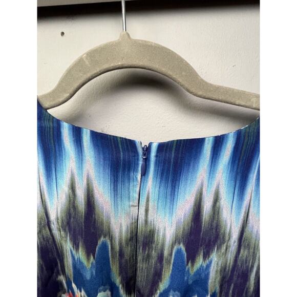 Twelfth Street By Cynthia Vincent Silk Dress Womens Medium Watercolor Blue‎ Zip - Picture 4 of 8